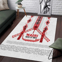 Toitu Te Tiriti Waitangi Area Rug White Wharenui House - Polynesian Pride