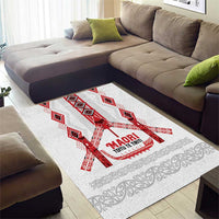 Toitu Te Tiriti Waitangi Area Rug White Wharenui House - Polynesian Pride