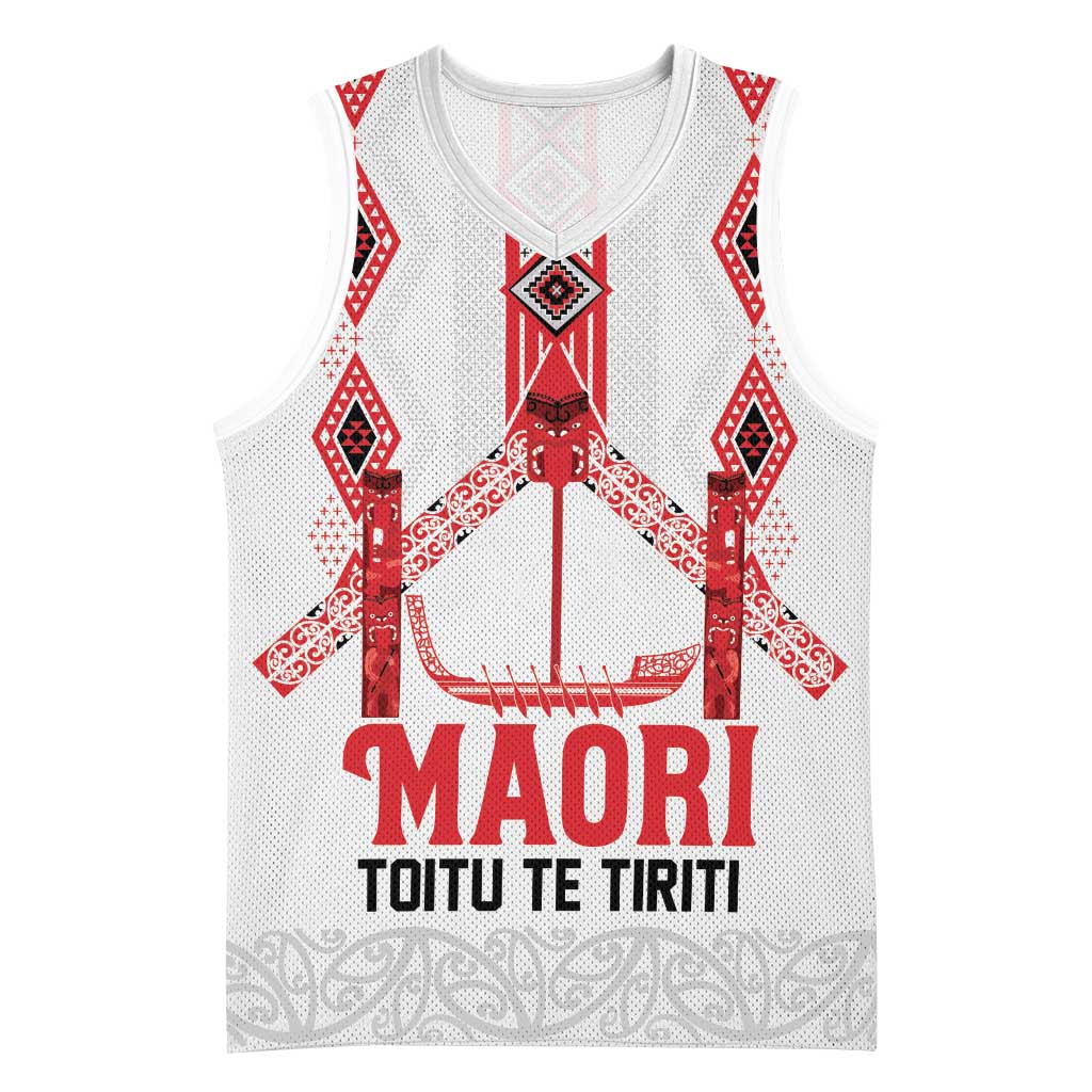 Toitu Te Tiriti Waitangi Basketball Jersey White Wharenui House LT9 Unisex white - Polynesian Pride