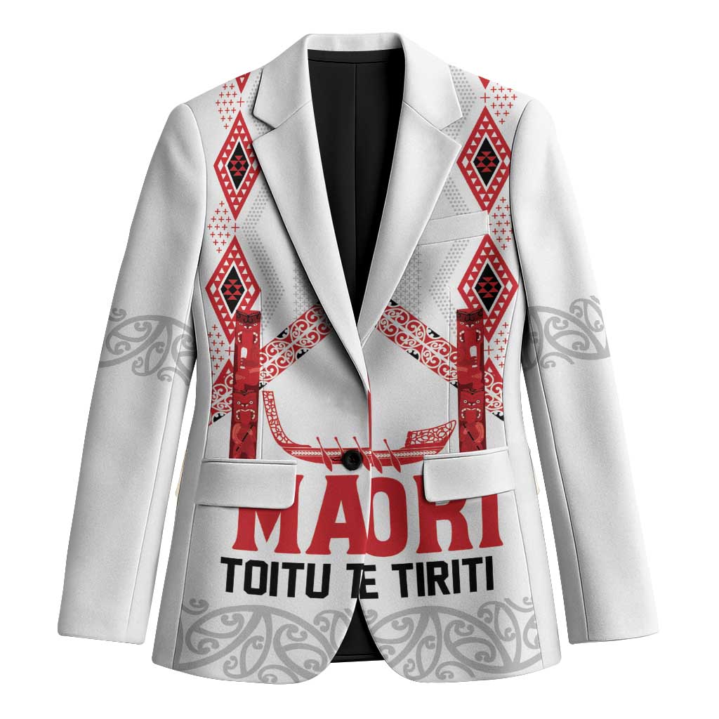 Toitu Te Tiriti Waitangi Blazer White Wharenui House - Polynesian Pride