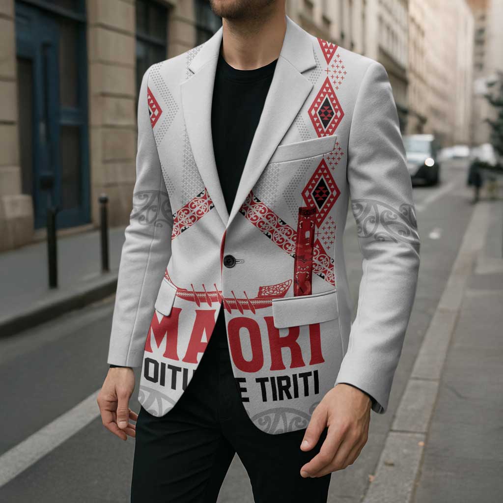 Toitu Te Tiriti Waitangi Blazer White Wharenui House - Polynesian Pride
