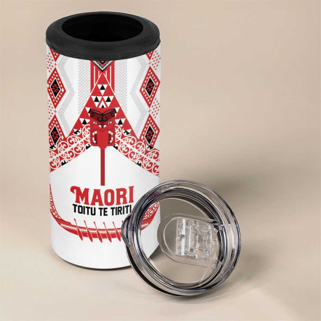 Toitu Te Tiriti Waitangi 4 in 1 Can Cooler Tumbler White Wharenui House - Polynesian Pride