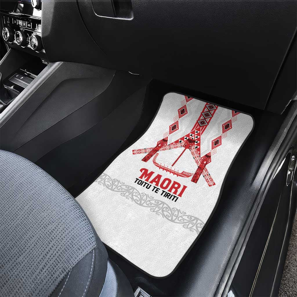 Toitu Te Tiriti Waitangi Car Mats White Wharenui House - Polynesian Pride