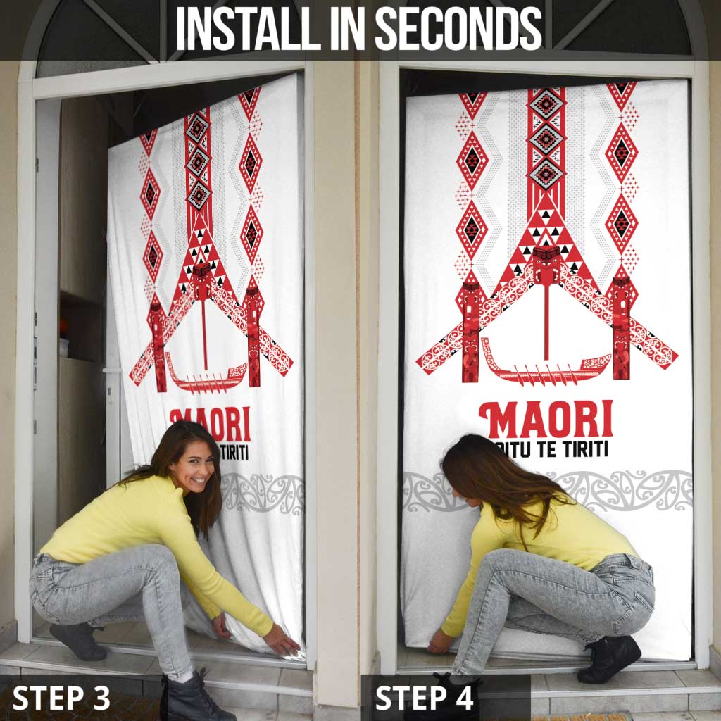 Toitu Te Tiriti Waitangi Door Cover White Wharenui House - Polynesian Pride
