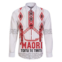 Toitu Te Tiriti Waitangi Family Matching Long Sleeve Bodycon Dress and Hawaiian Shirt White Wharenui House - Polynesian Pride