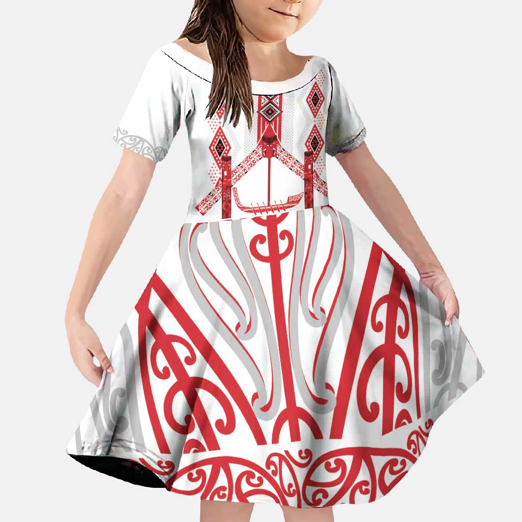 Toitu Te Tiriti Waitangi Family Matching Mermaid Dress and Hawaiian Shirt White Wharenui House - Polynesian Pride