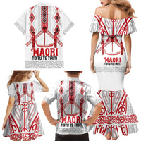 Toitu Te Tiriti Waitangi Family Matching Mermaid Dress and Hawaiian Shirt White Wharenui House - Polynesian Pride