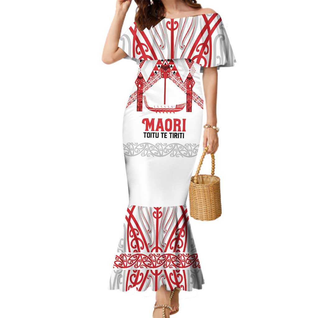 Toitu Te Tiriti Waitangi Family Matching Mermaid Dress and Hawaiian Shirt White Wharenui House - Polynesian Pride