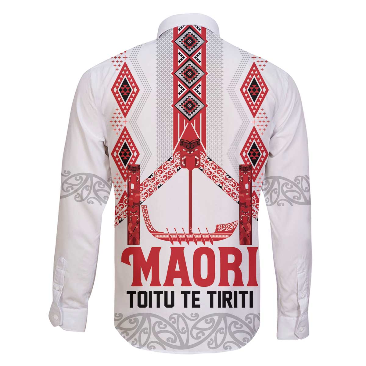Toitu Te Tiriti Waitangi Family Matching Off The Shoulder Long Sleeve Dress and Hawaiian Shirt White Wharenui House - Polynesian Pride