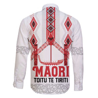 Toitu Te Tiriti Waitangi Family Matching Off The Shoulder Long Sleeve Dress and Hawaiian Shirt White Wharenui House - Polynesian Pride