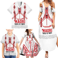 Toitu Te Tiriti Waitangi Family Matching Summer Maxi Dress and Hawaiian Shirt White Wharenui House - Polynesian Pride