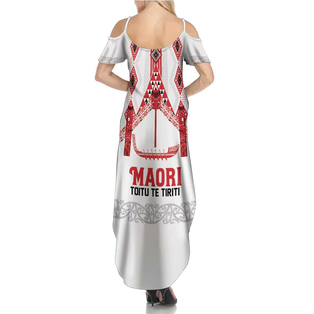 Toitu Te Tiriti Waitangi Family Matching Summer Maxi Dress and Hawaiian Shirt White Wharenui House - Polynesian Pride