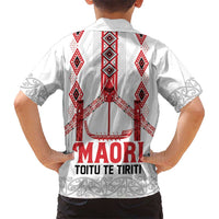 Toitu Te Tiriti Waitangi Kid Hawaiian Shirt White Wharenui House LT9 - Polynesian Pride