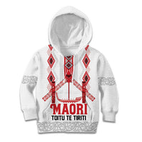 Toitu Te Tiriti Waitangi Kid Hoodie White Wharenui House - Polynesian Pride