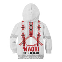 Toitu Te Tiriti Waitangi Kid Hoodie White Wharenui House - Polynesian Pride