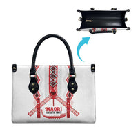 Toitu Te Tiriti Waitangi Leather Bag White Wharenui House - Polynesian Pride