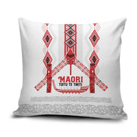 Toitu Te Tiriti Waitangi Pillow Cover White Wharenui House - Polynesian Pride