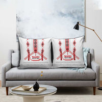 Toitu Te Tiriti Waitangi Pillow Cover White Wharenui House - Polynesian Pride