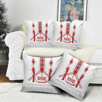 Toitu Te Tiriti Waitangi Pillow Cover White Wharenui House - Polynesian Pride