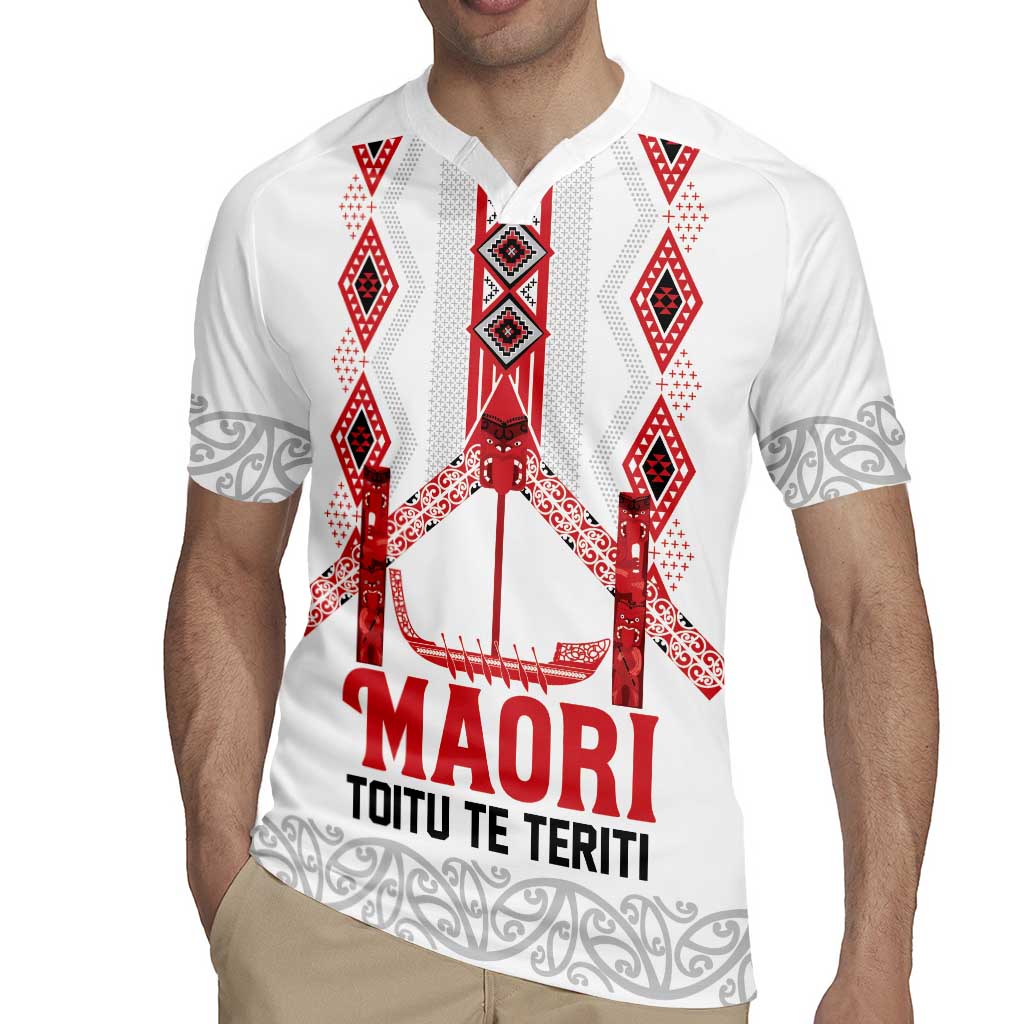 Toitu Te Teriti Waitangi Rugby Jersey White Wharenui House - Polynesian Pride