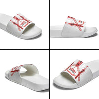 Toitu Te Tiriti Waitangi Slide Sandals White Wharenui House - Polynesian Pride