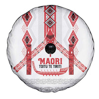 Toitu Te Tiriti Waitangi Spare Tire Cover White Wharenui House - Polynesian Pride