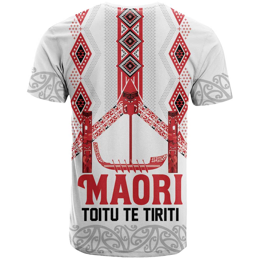 Toitu Te Tiriti Waitangi T Shirt White Wharenui House - Polynesian Pride