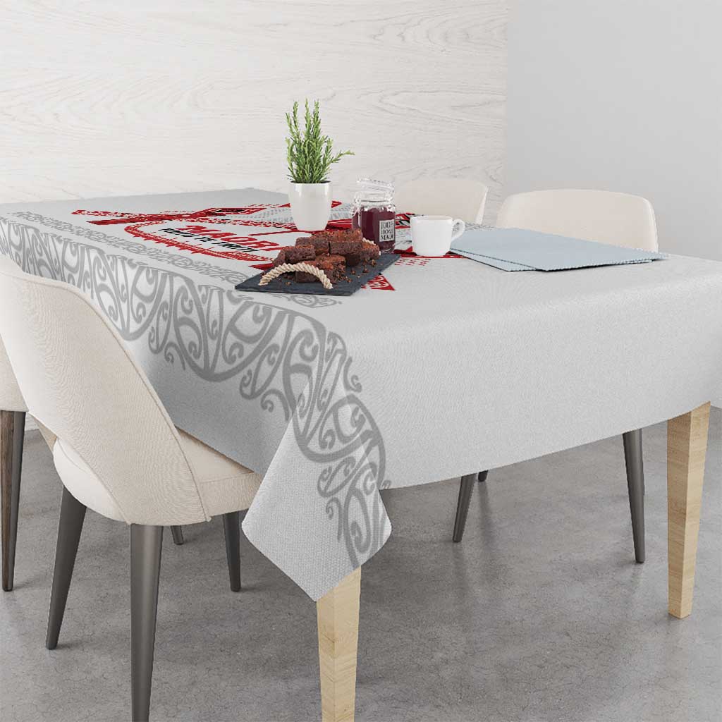 Toitu Te Tiriti Waitangi Tablecloth White Wharenui House - Polynesian Pride