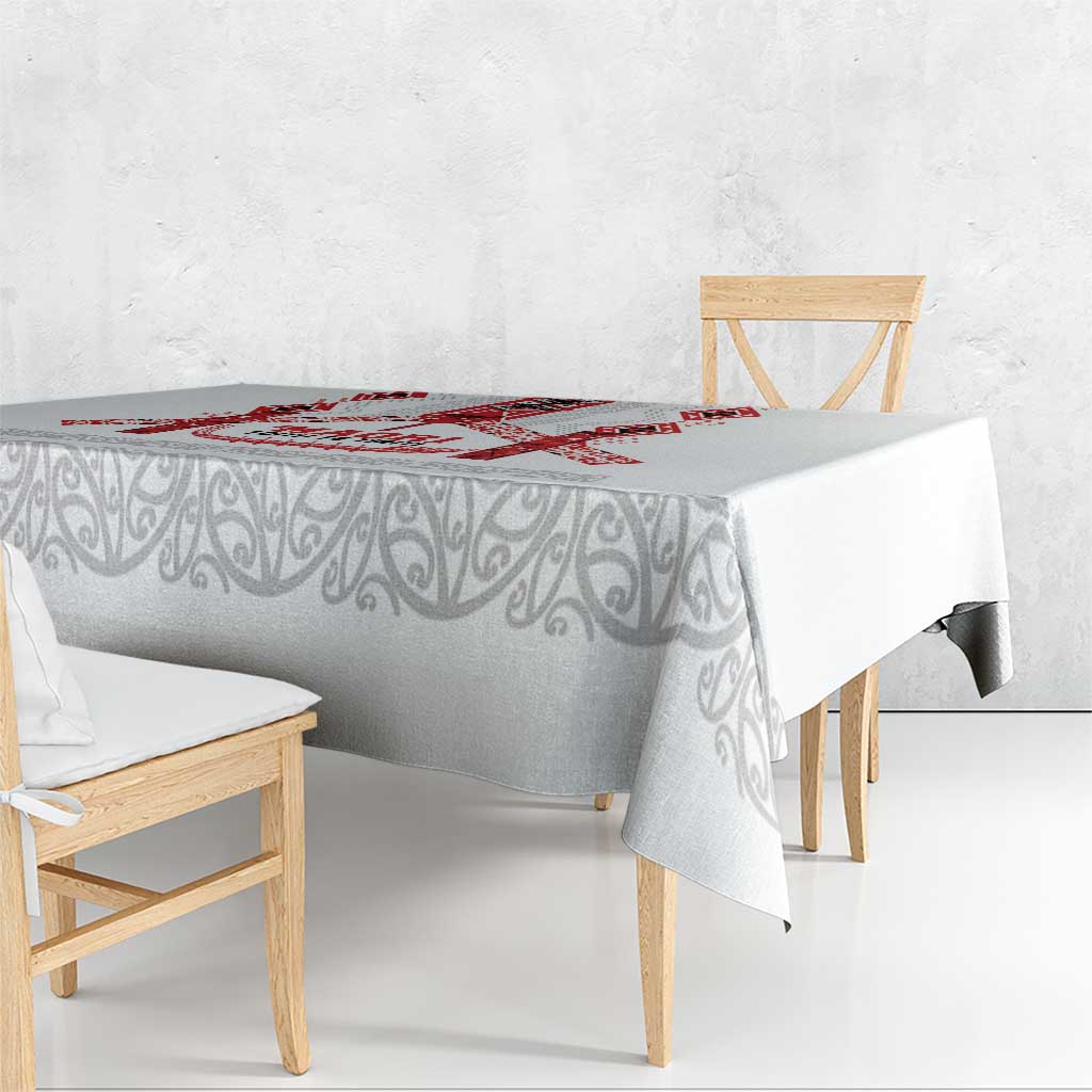 Toitu Te Tiriti Waitangi Tablecloth White Wharenui House - Polynesian Pride