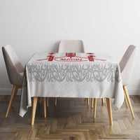 Toitu Te Tiriti Waitangi Tablecloth White Wharenui House - Polynesian Pride