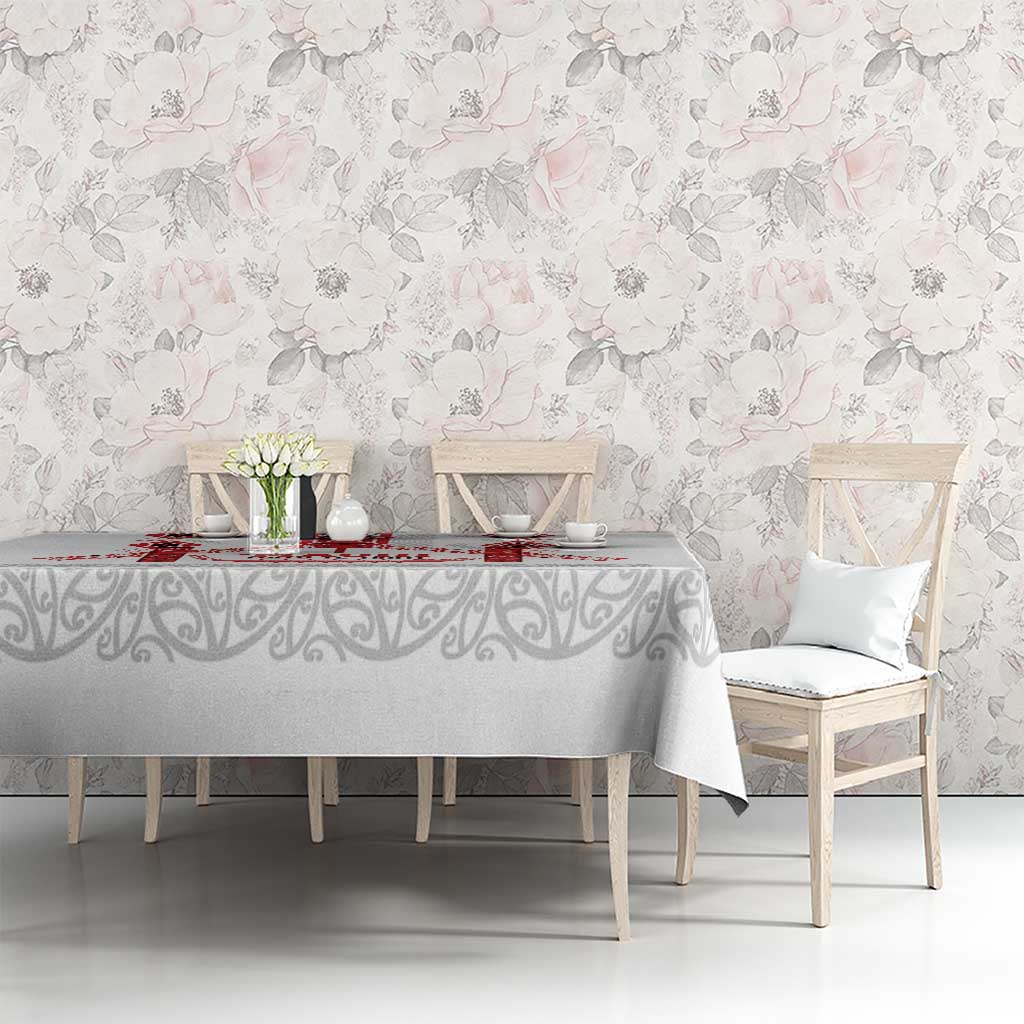 Toitu Te Tiriti Waitangi Tablecloth White Wharenui House - Polynesian Pride