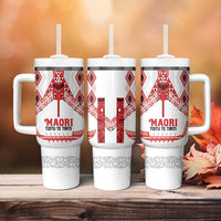 Toitu Te Tiriti Waitangi Tumbler With Handle White Wharenui House - Polynesian Pride