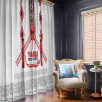 Toitu Te Tiriti Waitangi Window Curtain White Wharenui House - Polynesian Pride