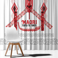 Toitu Te Tiriti Waitangi Window Curtain White Wharenui House - Polynesian Pride