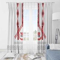 Toitu Te Tiriti Waitangi Window Curtain White Wharenui House - Polynesian Pride