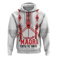 Toitu Te Tiriti Waitangi Zip Hoodie White Wharenui House LT9 Pullover Hoodie white - Polynesian Pride