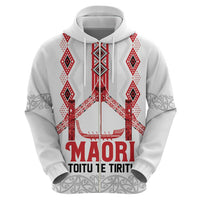 Toitu Te Tiriti Waitangi Zip Hoodie White Wharenui House LT9 - Polynesian Pride