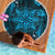 Vintage Tonga Tribal Ngatu Pattern Beach Blanket With Pacific Floral Aqua Art