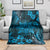 Vintage Tonga Tribal Ngatu Pattern Blanket With Pacific Floral Aqua Art