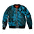Vintage Tonga Tribal Ngatu Pattern Bomber Jacket With Pacific Floral Aqua Art