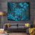 Vintage Tonga Tribal Ngatu Pattern Tapestry With Pacific Floral Aqua Art