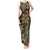 Vintage Tonga Tribal Ngatu Pattern Tank Maxi Dress With Pacific Floral Brown Art