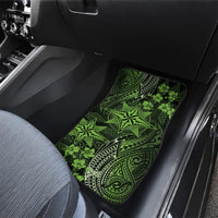 Vintage Tonga Tribal Ngatu Pattern Car Mats With Pacific Floral Lime Green Art