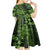 Vintage Tonga Tribal Ngatu Pattern Kid Short Sleeve Dress With Pacific Floral Lime Green Art