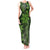 Vintage Tonga Tribal Ngatu Pattern Tank Maxi Dress With Pacific Floral Lime Green Art