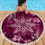 Vintage Tonga Tribal Ngatu Pattern Beach Blanket With Pacific Floral Pink Art