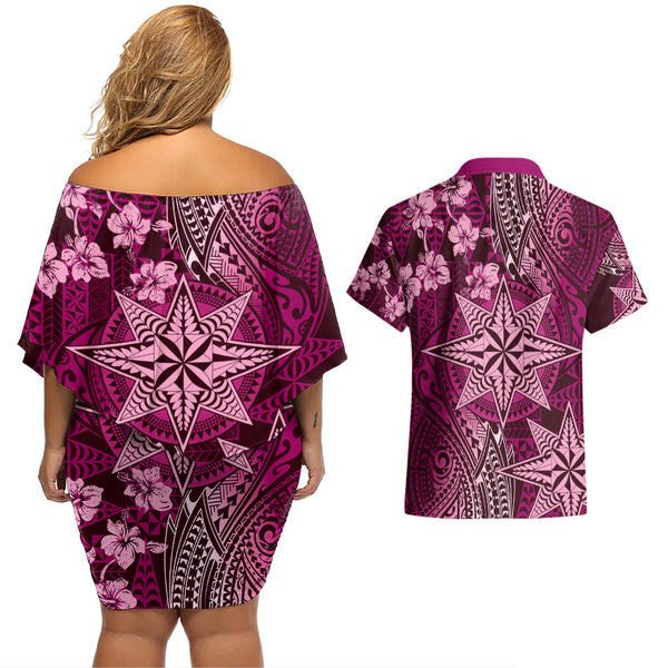 Tonga Short Sleeve Off The Shoulder Lady Dress Ngatu