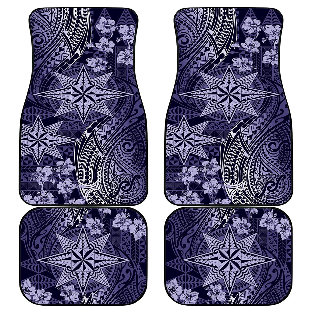 Vintage Tonga Tribal Ngatu Pattern Car Mats With Pacific Floral Pink Art