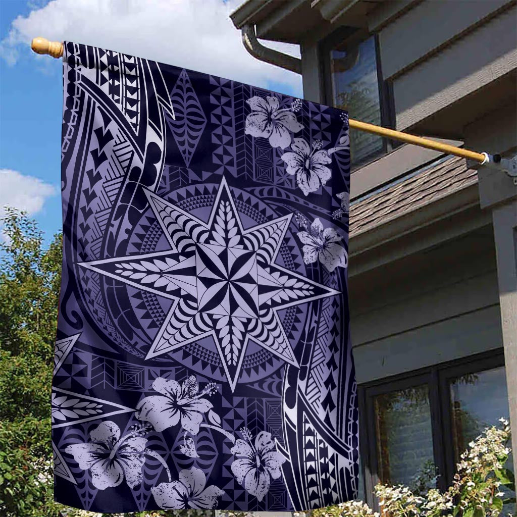 Vintage Tonga Tribal Ngatu Pattern Garden Flag With Pacific Floral Pink Art