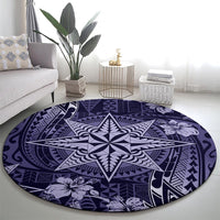 Vintage Tonga Tribal Ngatu Pattern Round Carpet With Pacific Floral Pink Art LT9 - Polynesian Pride